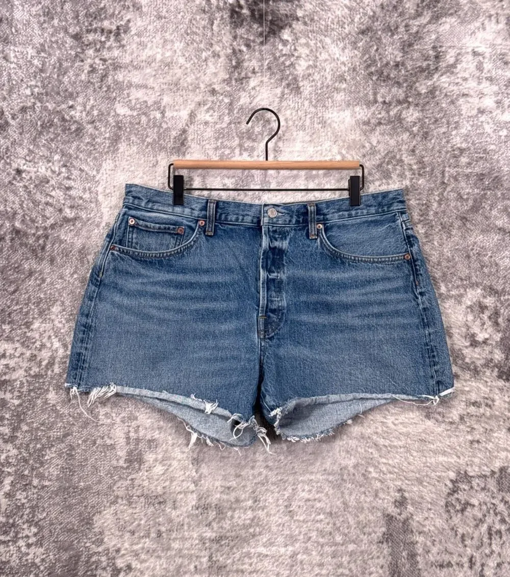 AGOLDE Parker Long Jean Shorts 32 Womens Cut Off Denim